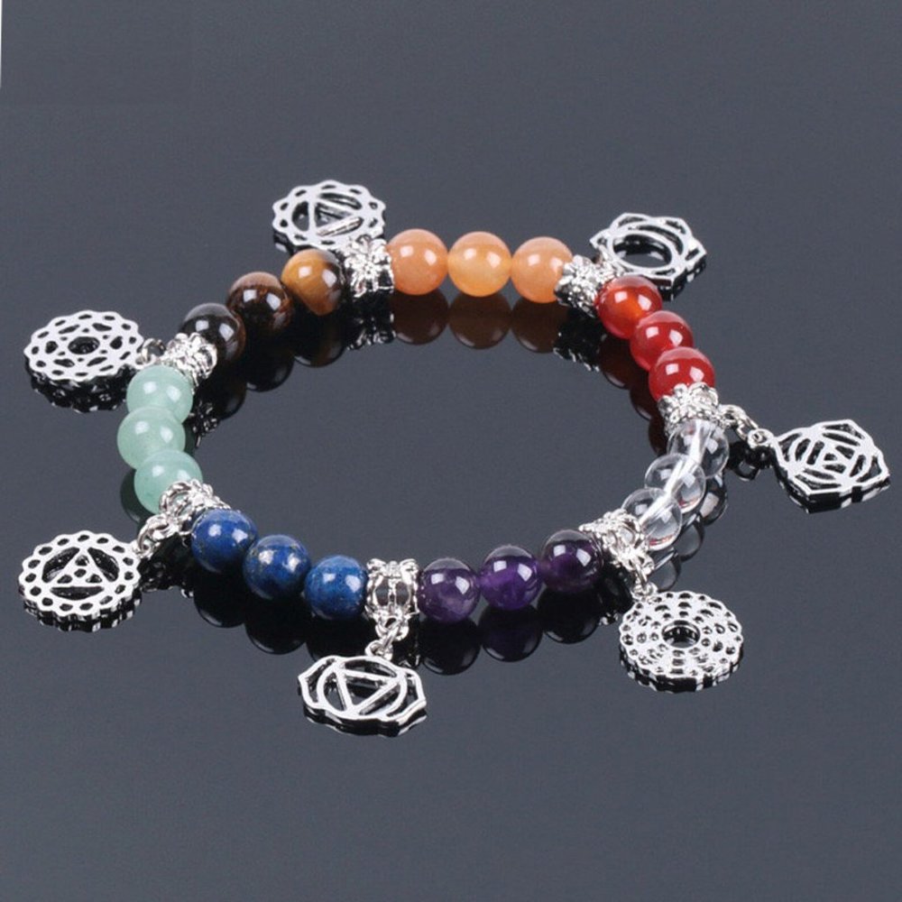 Seven chakra bracelet with charms